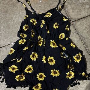 Sunflower Print Black romper